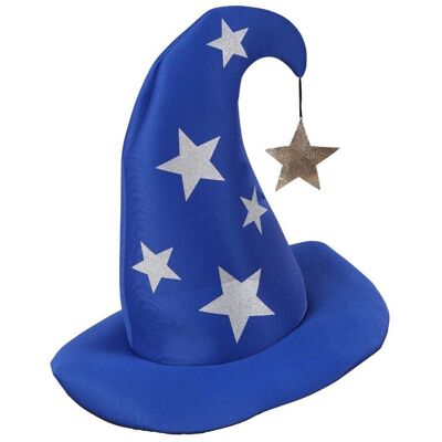 Chapéu de Mago Azul Widmann com Estrelas Prateadas - Acessório de Fantasia Chapéu de Mago Azul Widmann com Estrelas Prateadas - Acessório de Fantasia