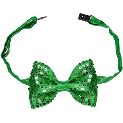 Noeud papillon vert à sequins avec LED - Accessoire Noeud papillon vert à sequins avec LED - Accessoire