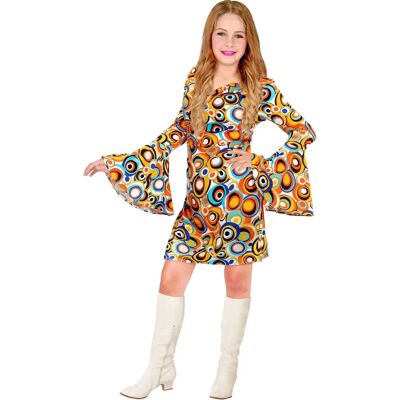 Carly 70-es évek ruha - Lányok 128cm a groovy bulira Carly 70-es évek ruha - Lányok 128cm a groovy bulira