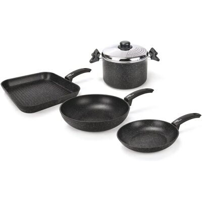 Ensemble de Casseroles Moneta Etnea - 5 pièces Noires - Ustensiles de Cuisine Ensemble de Casseroles Moneta Etnea - 5 pièces Noires - Ustensiles de Cuisine