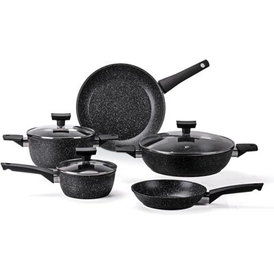 Moneta Magnolia Stone Black Antihaft-Induktions-Kochtopfset Moneta Magnolia Stone Black Antihaft-Induktions-Kochtopfset
