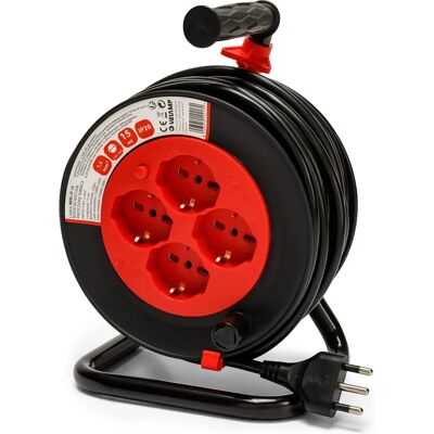 Velamp Reel-It-15 Przedłużacz elektryczny z 4 gniazdami i wspornikiem metalowym Velamp Reel-It-15 Przedłużacz elektryczny z 4 gniazdami i wspornikiem metalowym