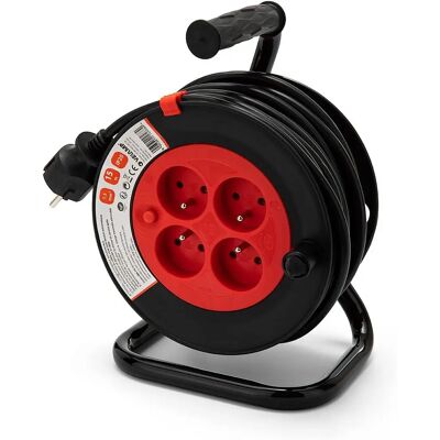 VELAMP Model - Elektryczny zwijacz kabli do majsterkowania z 4 francuskimi gniazdami - 15M VELAMP Model - Elektryczny zwijacz kabli do majsterkowania z 4 francuskimi gniazdami - 15M
