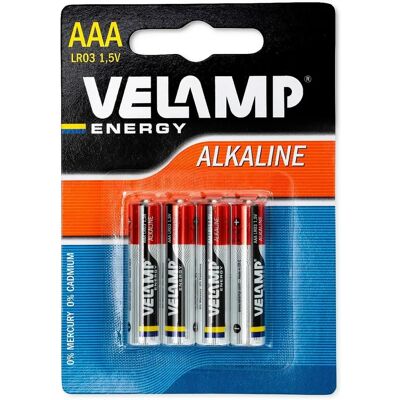 Velamp LR03 Pack de 8 Piles Alcalines AAA - Rouge - Piles - Publicité Velamp LR03 Pack de 8 Piles Alcalines AAA - Rouge - Piles - Publicité