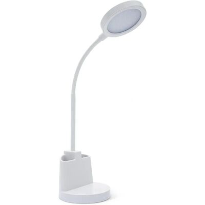Lámpara de escritorio LED blanca Velamp con interruptor táctil y portalápices Lámpara de escritorio LED blanca Velamp con interruptor táctil y portalápices
