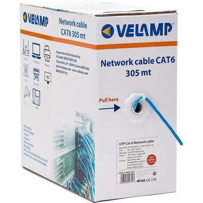 Velamp Ethernet Kabel - 305m Blau Kategorie 6 UTP Leicht & Flexibel Velamp Ethernet Kabel - 305m Blau Kategorie 6 UTP Leicht & Flexibel