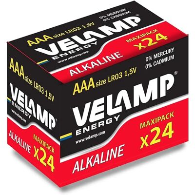 Velamp AAA alkaliska batterier - Paket med 24 Velamp AAA alkaliska batterier - Paket med 24