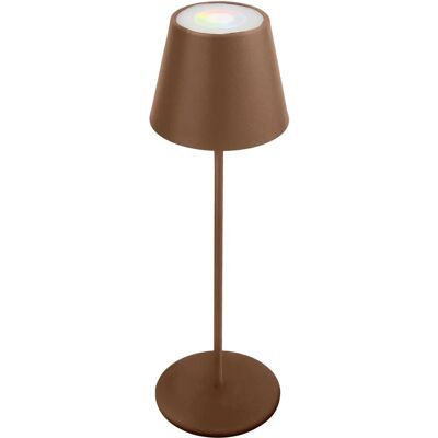 VELAMP Újratölthető LED asztali lámpa - Érintő fényerő-szabályozó, Fehér + RGB, IP54 Corten VELAMP Újratölthető LED asztali lámpa - Érintő fényerő-szabályozó, Fehér + RGB, IP54 Corten
