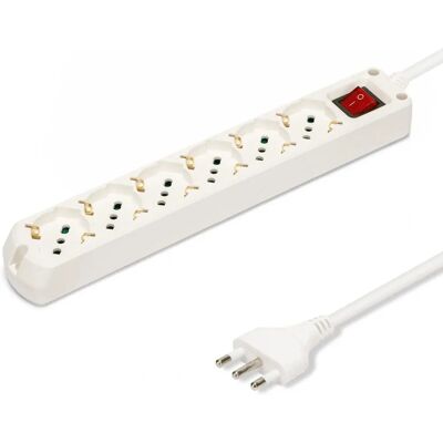 Velamp Eldosa - Verlengsnoer met 6 Stopcontacten, 1,5 m Kabel, Compacte Stekker Velamp Eldosa - Verlengsnoer met 6 Stopcontacten, 1,5 m Kabel, Compacte Stekker