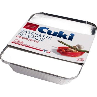 Contenitore alimentare in alluminio Cuki con coperchio - 3 pezzi Contenitore alimentare in alluminio Cuki con coperchio - 3 pezzi