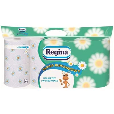 Papier Toilette Regina Kamille - 8 Rouleaux - Doux et Résistant - Publicité Papier Toilette Regina Kamille - 8 Rouleaux - Doux et Résistant - Publicité