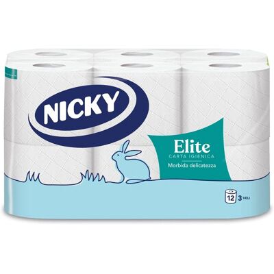 Nicky Elite Toalettpapper - 12 Rullar, 3-Lagers Nicky Elite Toalettpapper - 12 Rullar, 3-Lagers