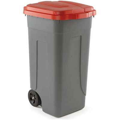 Mobil Plastic 100 L Grau und Roter Abfallbehälter - Innenbereich Mobil Plastic 100 L Grau und Roter Abfallbehälter - Innenbereich