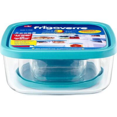 Conjunto de 3 caixas de vidro azuis Bormioli Rocco - Cozinha - 16L Conjunto de 3 caixas de vidro azuis Bormioli Rocco - Cozinha - 16L