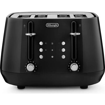 De'Longhi - Eclettica 4 Slot Toaster - Black - Bold De'Longhi - Eclettica 4 Slot Toaster - Black - Bold