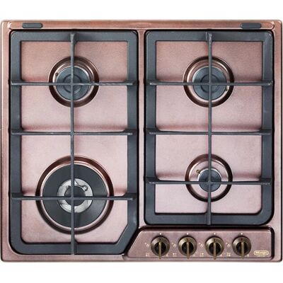 De'Longhi ROF 46 PRO Piano Cottura a Gas con 4 Fuochi e Griglie in Ghisa, Finitura Ramata, 60 cm De'Longhi ROF 46 PRO Piano Cottura a Gas con 4 Fuochi e Griglie in Ghisa, Finitura Ramata, 60 cm