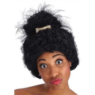 Parrucca afro nera con osso piccolo - Accessorio per capelli Parrucca afro nera con osso piccolo - Accessorio per capelli