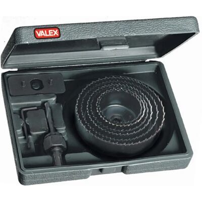 Set de 9 sierras de corona Valex Ø51-102mm para madera, plástico, yeso Set de 9 sierras de corona Valex Ø51-102mm para madera, plástico, yeso