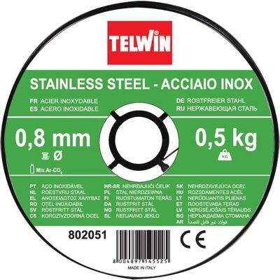 Telwin Stainless Steel Welding Wire - 0.8mm, 0.5kg - Welding Wire Telwin Stainless Steel Welding Wire - 0.8mm, 0.5kg - Welding Wire