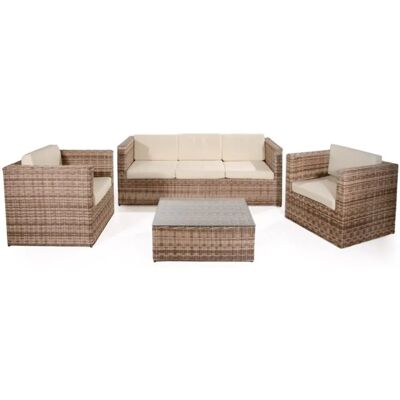 VERDELOOK Set Salotto da Giardino Capri Naturale Ecrù - Divano, Poltrone & Tavolo VERDELOOK Set Salotto da Giardino Capri Naturale Ecrù - Divano, Poltrone & Tavolo