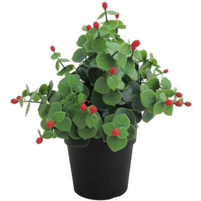 IPERBRIKO - Kunstplant met Rode Bessen - UV-gestabiliseerd PVC - 9,5x20cm - Decoratie IPERBRIKO - Kunstplant met Rode Bessen - UV-gestabiliseerd PVC - 9,5x20cm - Decoratie