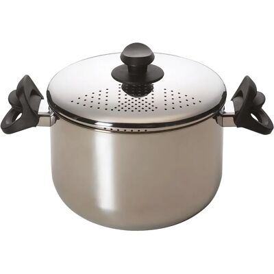 EXCELSA Casserole à pâtes en acier inoxydable - 6L, 22cm, Double Fonction EXCELSA Casserole à pâtes en acier inoxydable - 6L, 22cm, Double Fonction
