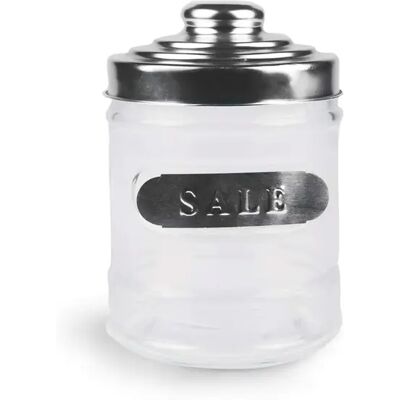 Excelsa Salt Container - 10x13 cm, Glass, Aluminium Lid Excelsa Salt Container - 10x13 cm, Glass, Aluminium Lid
