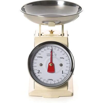 Balance de cuisine vintage Excelsa - Mécanique, Acier, Crème - 3kg/10g Balance de cuisine vintage Excelsa - Mécanique, Acier, Crème - 3kg/10g