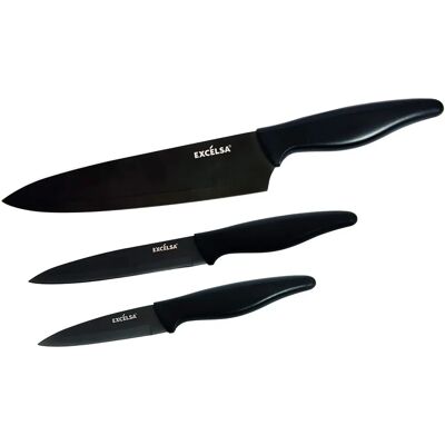 Juego de Cuchillos de Cocina Excelsa Titanio - Negro Juego de Cuchillos de Cocina Excelsa Titanio - Negro