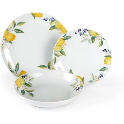 Excelsa Lemon Dinnerware Set - Porcelain, 18 pcs, White/Lemon Excelsa Lemon Dinnerware Set - Porcelain, 18 pcs, White/Lemon