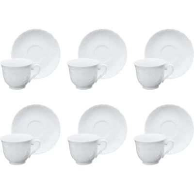 Set de 6 tasses à thé Elisa Rococo' Excelsa - 21cl, Blanc Set de 6 tasses à thé Elisa Rococo' Excelsa - 21cl, Blanc