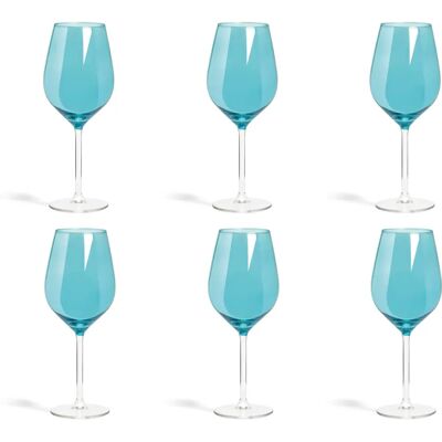 Ensemble de 6 Verres à Vin Bleus Excelsa - 50cl, 23cm - Lavable Ensemble de 6 Verres à Vin Bleus Excelsa - 50cl, 23cm - Lavable