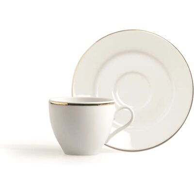 Tasse à café en porcelaine blanc/or avec bord doré - 10 cl Tasse à café en porcelaine blanc/or avec bord doré - 10 cl