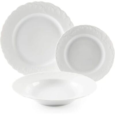 Service de vaisselle blanc Rococo Excelsa - 18 pièces pour 6 personnes Service de vaisselle blanc Rococo Excelsa - 18 pièces pour 6 personnes