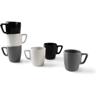 Ensemble de 6 tasses en céramique Excelsa Eclipse - 230 ml - Blanc, Noir, Gris Ensemble de 6 tasses en céramique Excelsa Eclipse - 230 ml - Blanc, Noir, Gris