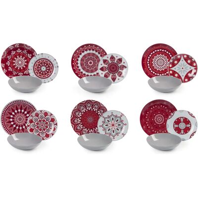 Ensemble de vaisselle Mandala Rouge Excelsa Ensemble de vaisselle Mandala Rouge Excelsa