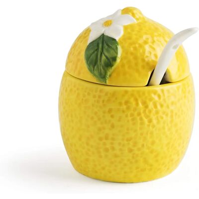 Excelsa Amalfi Zitronen Keramik Zuckerdose mit Löffel Excelsa Amalfi Zitronen Keramik Zuckerdose mit Löffel