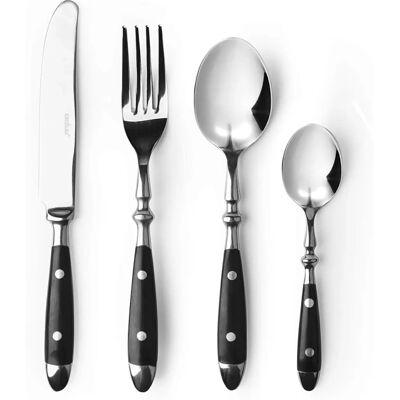 Modèle Excelsa - Set de 24 Couverts - Acier Inoxydable avec Fini Noir Modèle Excelsa - Set de 24 Couverts - Acier Inoxydable avec Fini Noir