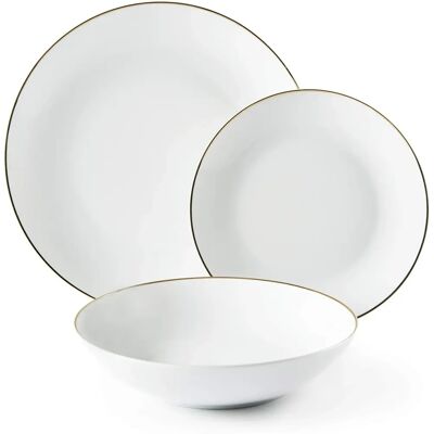 Set di piatti Excelsa Bianco con bordo oro, 18 pezzi Set di piatti Excelsa Bianco con bordo oro, 18 pezzi