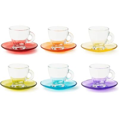 Ensemble de Café Istanbul Excelsa - Verre Coloré 9cl - 6 Tasses & Sous-tasses Ensemble de Café Istanbul Excelsa - Verre Coloré 9cl - 6 Tasses & Sous-tasses