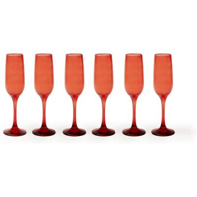 Set de 6 copas de champán Burano rojas de Excelsa Set de 6 copas de champán Burano rojas de Excelsa