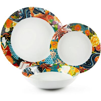 Excelsa Nippon Ensemble de vaisselle asiatique multicolore 18 pièces Excelsa Nippon Ensemble de vaisselle asiatique multicolore 18 pièces