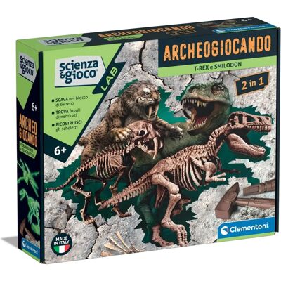 Clementoni Kit Squelette de Dinosaure - T-Rex & Smilodon 2en1 - Publicité Clementoni Kit Squelette de Dinosaure - T-Rex & Smilodon 2en1 - Publicité
