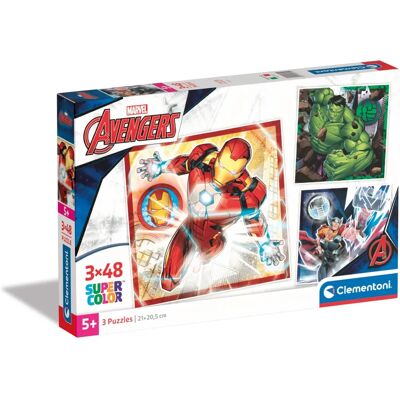 Conjunto de 3 Quebra-Cabeças Marvel Avengers - 48 Peças Conjunto de 3 Quebra-Cabeças Marvel Avengers - 48 Peças