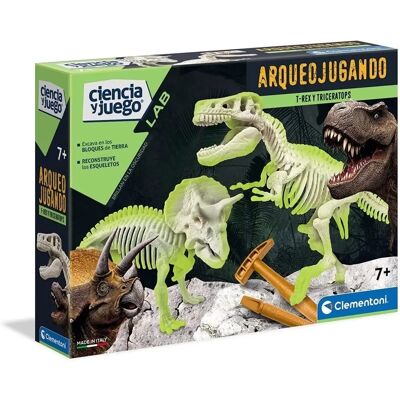 Kit Fossili di Dinosauri Fluorescenti T-Rex e Triceratopo - Educativo Kit Fossili di Dinosauri Fluorescenti T-Rex e Triceratopo - Educativo