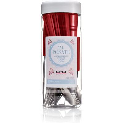 Eme Posaterie BARF24FA/11 Ensemble de Couverts en Acier Inoxydable - 24 pièces, Rouge - Publicité Eme Posaterie BARF24FA/11 Ensemble de Couverts en Acier Inoxydable - 24 pièces, Rouge - Publicité