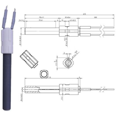 UNIVERSALE - L.113MM-260W - Ø11,55mm - 113mm - Resistenza accensione UNIVERSALE - L.113MM-260W - Ø11,55mm - 113mm - Resistenza accensione