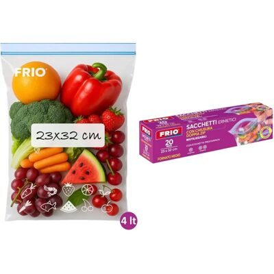 LAVATELLI Frio Sacchetti - Chiusura a doppia zip Medi 23x32 Cm - Sacchetti per alimenti LAVATELLI Frio Sacchetti - Chiusura a doppia zip Medi 23x32 Cm - Sacchetti per alimenti