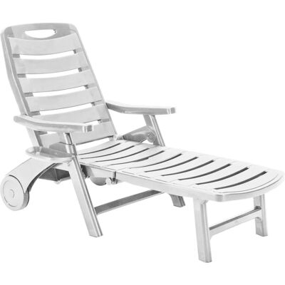 Grand Soleil - Tumbona de plástico plegable - Blanco - Relajación en la piscina Grand Soleil - Tumbona de plástico plegable - Blanco - Relajación en la piscina