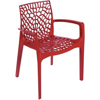 Silla apilable de polipropileno rojo de Grand Soleil Silla apilable de polipropileno rojo de Grand Soleil